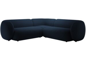 Micadoni Královsky modrá sametová rohová pohovka Kate 252 cm