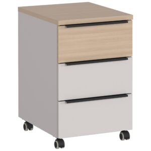 Germania Krémově bílý pojízdný kontejner Oviedo 40 x 50 cm s dubovým dekorem