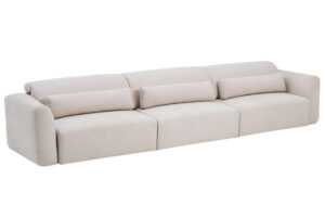 Kave Home Béžová šestimístná pohovka Lares 410 cm s elektrickým posuvem