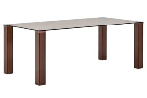 Kave Home Hnědý skleněný jídelní stůl Adularia 200 x 100 cm