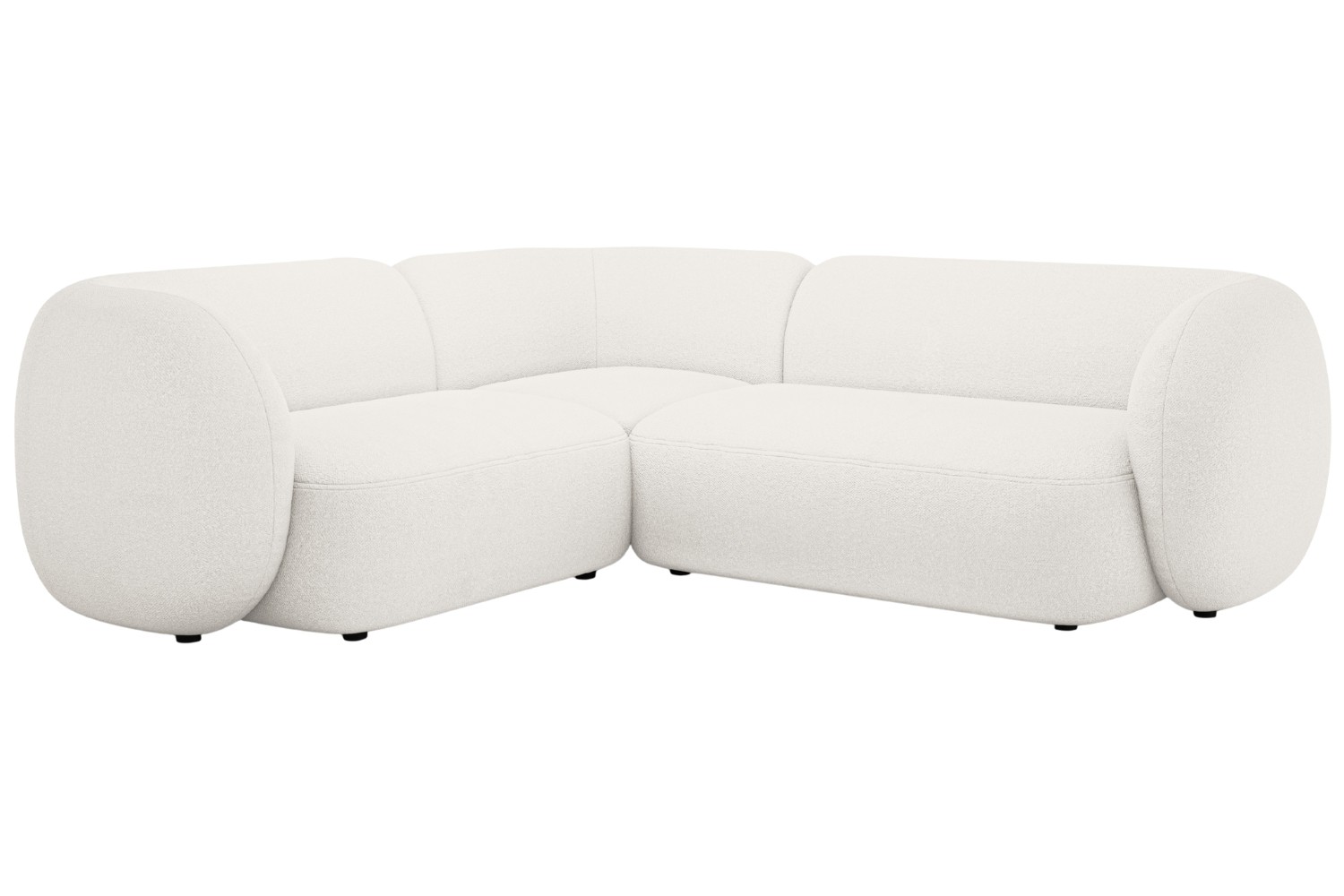 Micadoni Bílá bouclé rohová pohovka Kate 252 cm