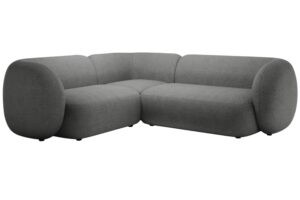 Micadoni Tmavě šedá bouclé rohová pohovka Kate 252 cm
