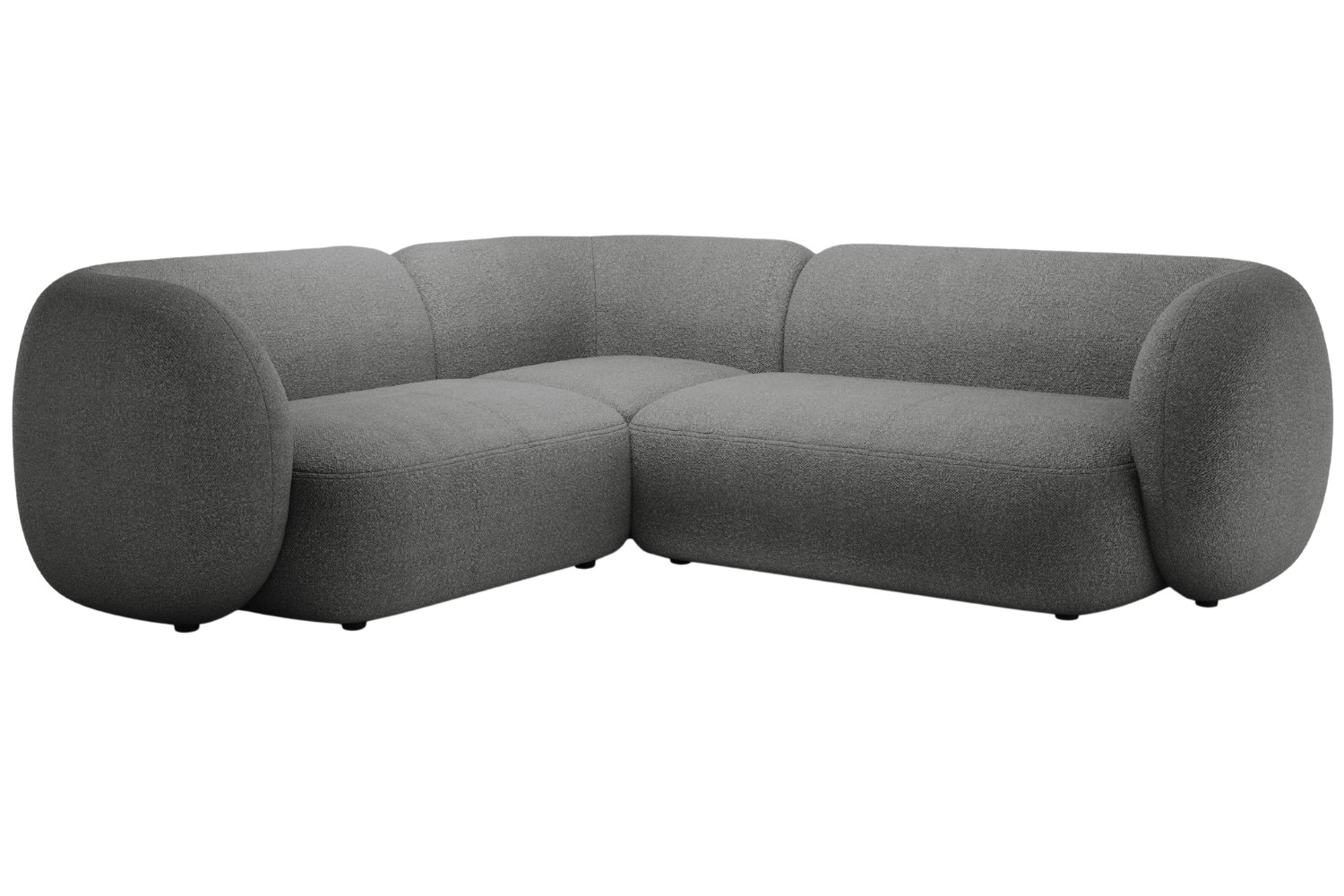 Micadoni Tmavě šedá bouclé rohová pohovka Kate 252 cm