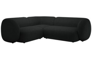Micadoni Černá bouclé rohová pohovka Kate 252 cm
