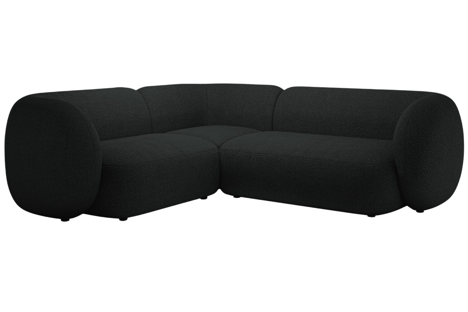 Micadoni Černá bouclé rohová pohovka Kate 252 cm