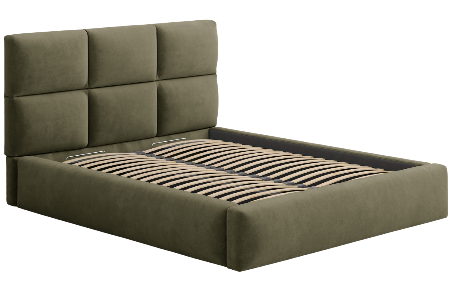 Windsor & Co Zelená sametová dvoulůžková postel Libera 160 x 200 cm s úložným prostorem