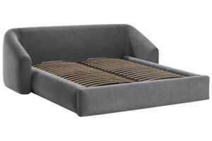 Cosmopolitan Design Šedá sametová dvoulůžková postel Campi 160 x 200 cm s úložným prostorem