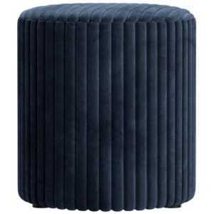 Micadoni Tmavě modrý manšestrový taburet Dia 40 cm