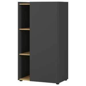 Germania Tmavě šedá kancelářská skříň Austin 115 x 62 cm s dubovým dekorem