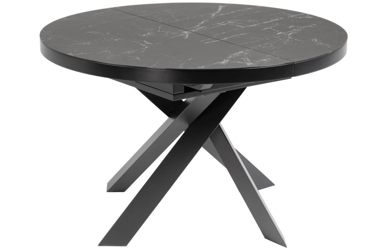 Kave Home Černý mramorový rozkládací jídelní stůl Vashti 120/160 x 120 cm