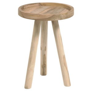 Kave Home Teakový kulatý odkládací stolek Glenda 35 cm