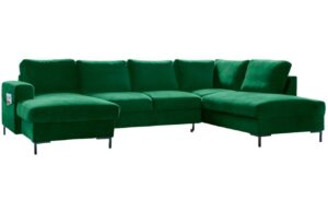 Miuform Zelená sametová rozkládací pohovka Lofty Lilly 303 cm