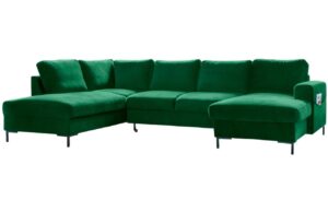 Miuform Zelená sametová rozkládací pohovka Lofty Lilly 303 cm