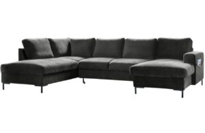 Miuform Šedá sametová rozkládací pohovka Lofty Lilly 303 cm