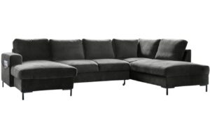 Miuform Šedá sametová rozkládací pohovka Lofty Lilly 303 cm