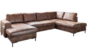 Miuform Hnědá koženková rozkládací pohovka Lofty Lilly 303 cm