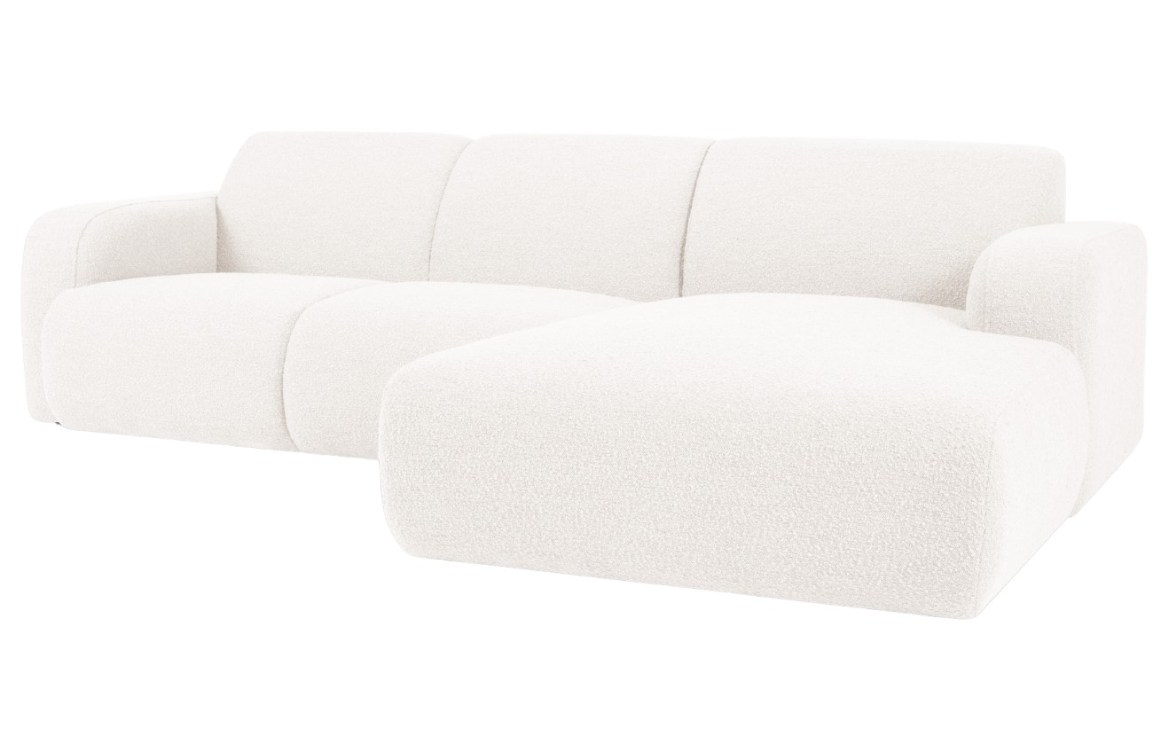 Windsor & Co Bílá bouclé rohová pohovka Lola 250 cm