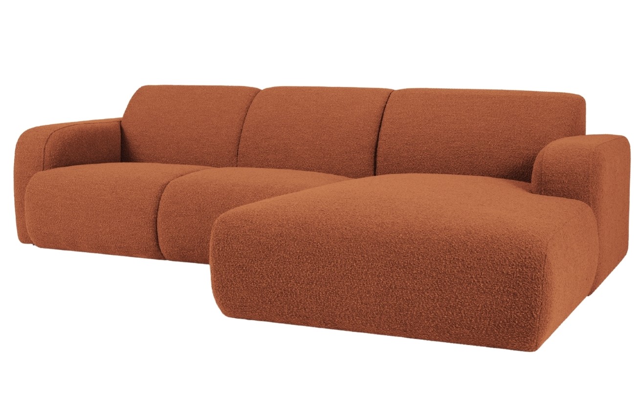 Windsor & Co Hnědá bouclé rohová pohovka Lola 250 cm