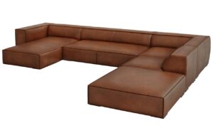 Windsor & Co Koňakově hnědá kožená rohová pohovka Madame 365 cm