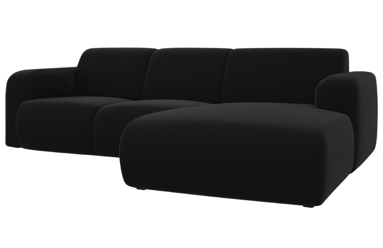Windsor & Co Černá sametová rohová pohovka Lola 250 cm