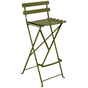 Zelená kovová skládací barová židle Fermob Bistro - odstín pesto 74 cm