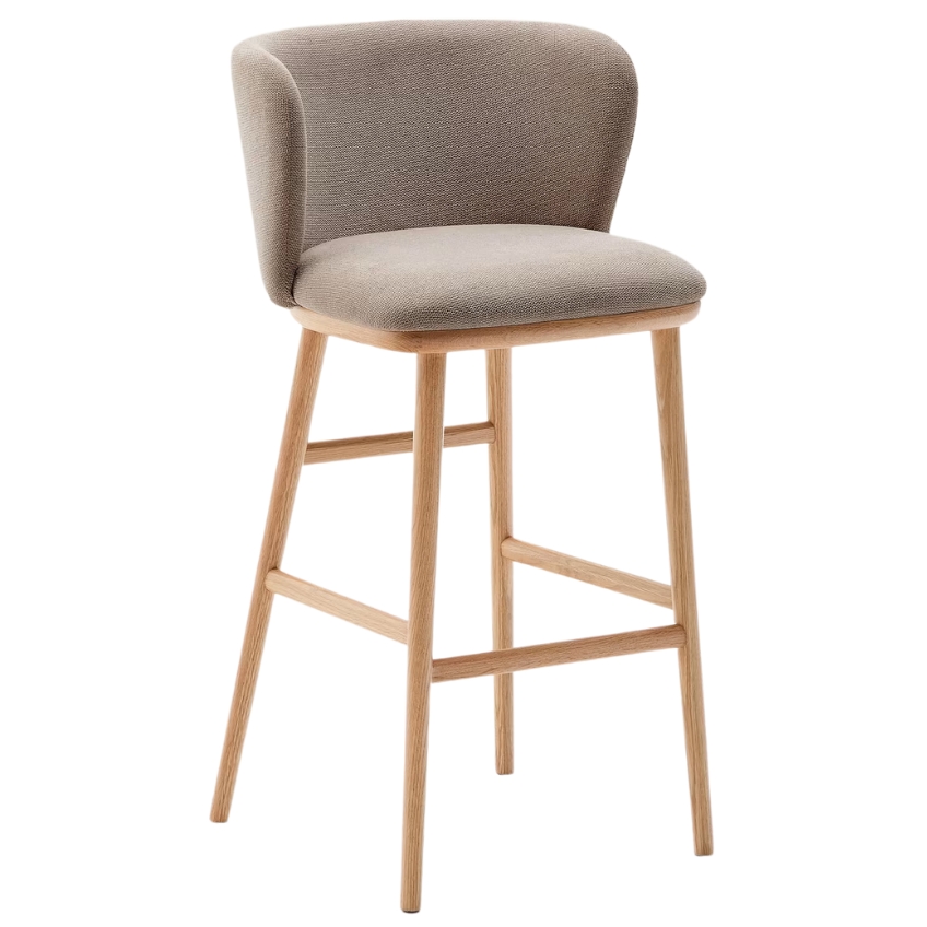 Kave Home Světle hnědá barová židle Ciselia 75 cm s dřevěnou podnoží
