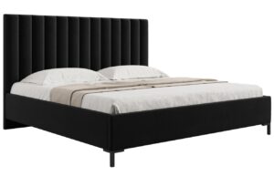 Micadoni Černá sametová postel Allison 140 x 200 cm s úložným prostorem