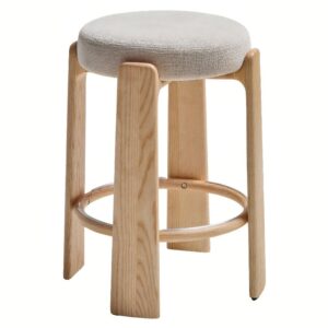 Kave Home Béžová dřevěná barová židle Granite II. 65 cm