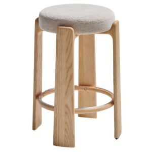 Kave Home Béžová dřevěná barová židle Granite II. 75 cm