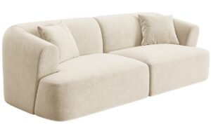 Cosmopolitan Design Světle béžová sametová trojmístná pohovka Campi 220 cm