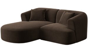 Cosmopolitan Design Tmavě hnědá sametová rohová pohovka Campi 180 cm