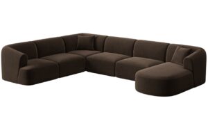 Cosmopolitan Design Tmavě hnědá sametová rohová pohovka Campi 330 cm