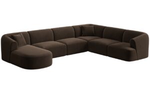 Cosmopolitan Design Tmavě hnědá sametová rohová pohovka Campi 330 cm