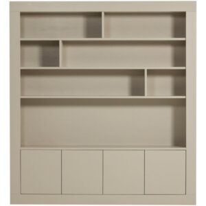 WOOOD Šedobéžová knihovna Wallcover 229 x 210 cm
