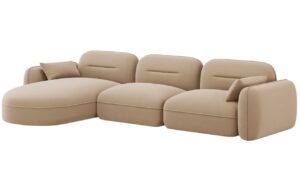 Cosmopolitan Design Pískově hnědá sametová rohová pohovka Sydney 320 cm