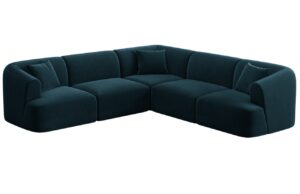 Cosmopolitan Design Petrolejově modrá sametová rohová pohovka Campi 255 cm