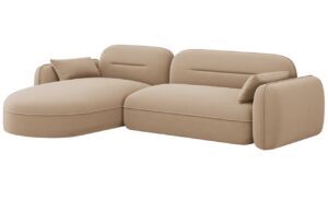 Cosmopolitan Design Pískově hnědá sametová rohová pohovka Sydney 275 cm