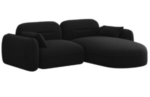 Cosmopolitan Design Černá sametová rohová pohovka Sydney 230 cm