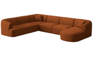 Cosmopolitan Design Terakotově oranžová čalouněná rohová pohovka Campi 330 cm