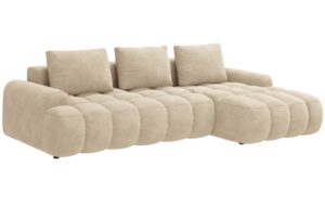 Cosmopolitan Design Světle béžová sametová rozkládací pohovka Linz 275 cm