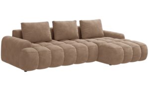 Cosmopolitan Design Tmavě béžová sametová rozkládací pohovka Linz 275 cm