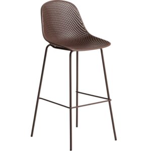 Kave Home Hnědá plastová barová židle  Quinby 75 cm