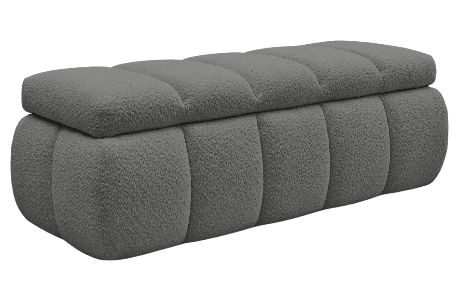 Bobochic Paris Tmavě šedá bouclé lavice Denali 144 cm s úložným prostorem