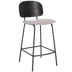 Bizzotto Černá dřevěná barová židle Sienna se světle šedým sedákem 68 cm