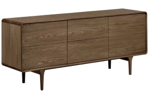 Nordic Living Hnědá dubová komoda Dawe 180 x 45 cm
