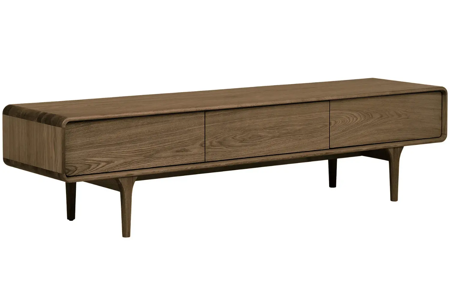 Nordic Living Hnědý dubový TV stolek Dawe 180 x 45 cm
